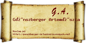 Günszberger Artemíszia névjegykártya